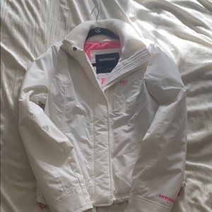 White Abercrombie coat.